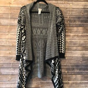 MOSSIMO Black and White Tribal Open Sweater